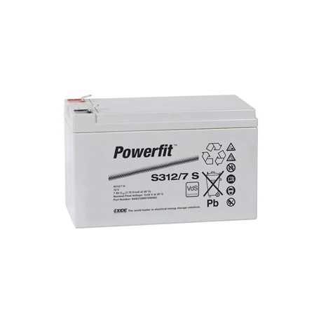 EXIDE Sonnenschein 12V - 7,0Ah - Powerfit - S312/7 - Bac VO - Compatible TUDOR TD 8