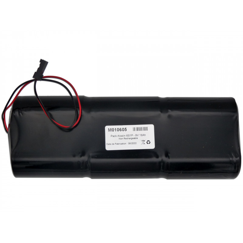 CHRONO Batteria Di Allarme Compatibile NOXALARM - 6LR20 Alcalino - 9V - 18Ah + connettore nero